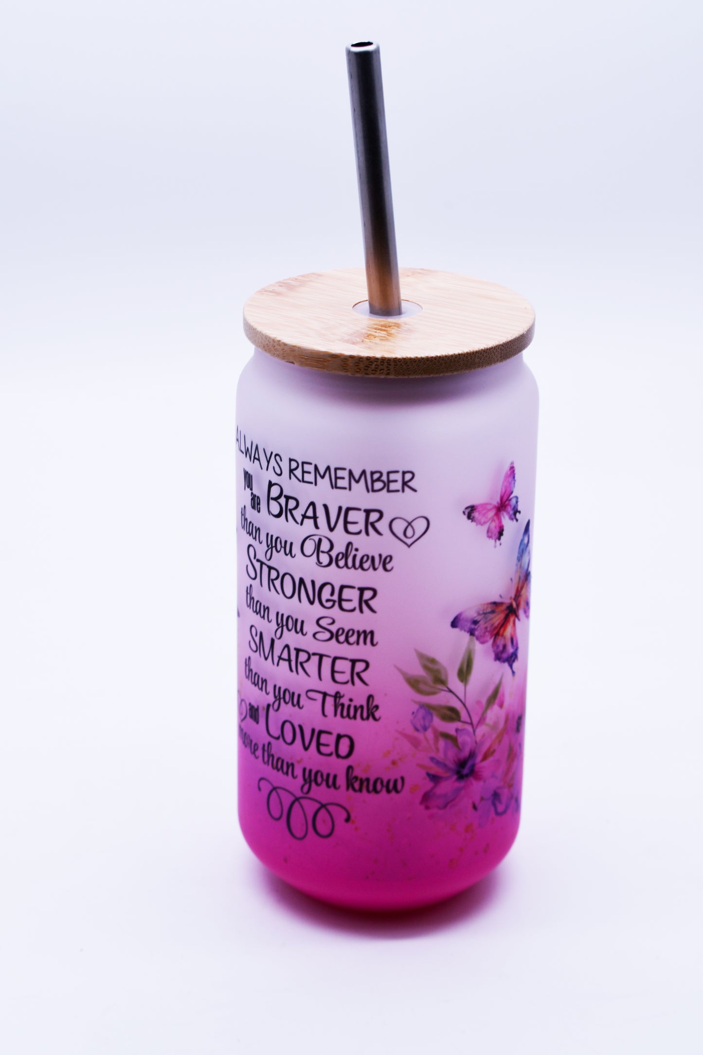 Always Remember You Are Braver 16oz Libbey Glass Can