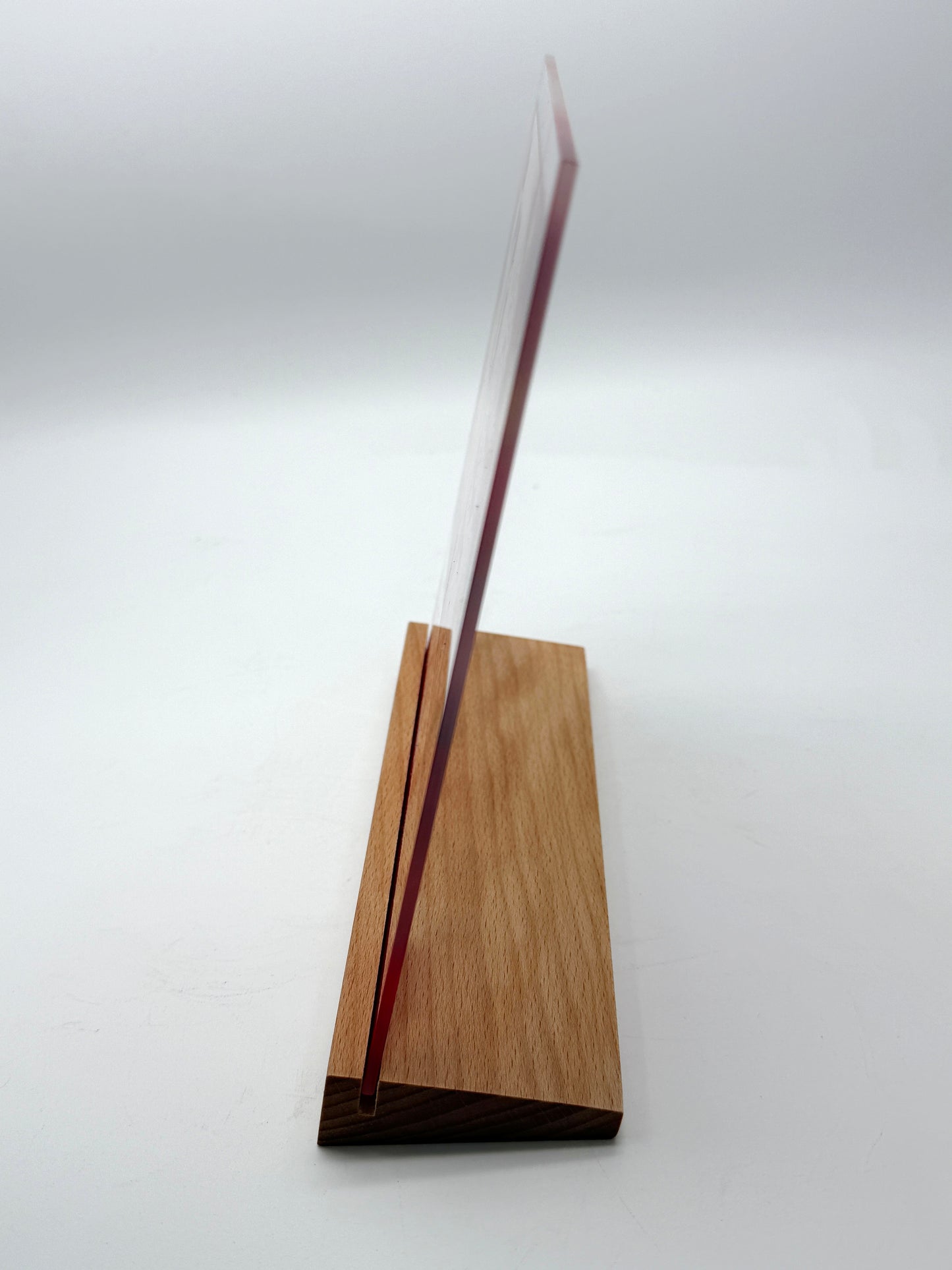 Glass Frame and Wooden Base - Red Heart Design - Valentines Day/Mothers Day