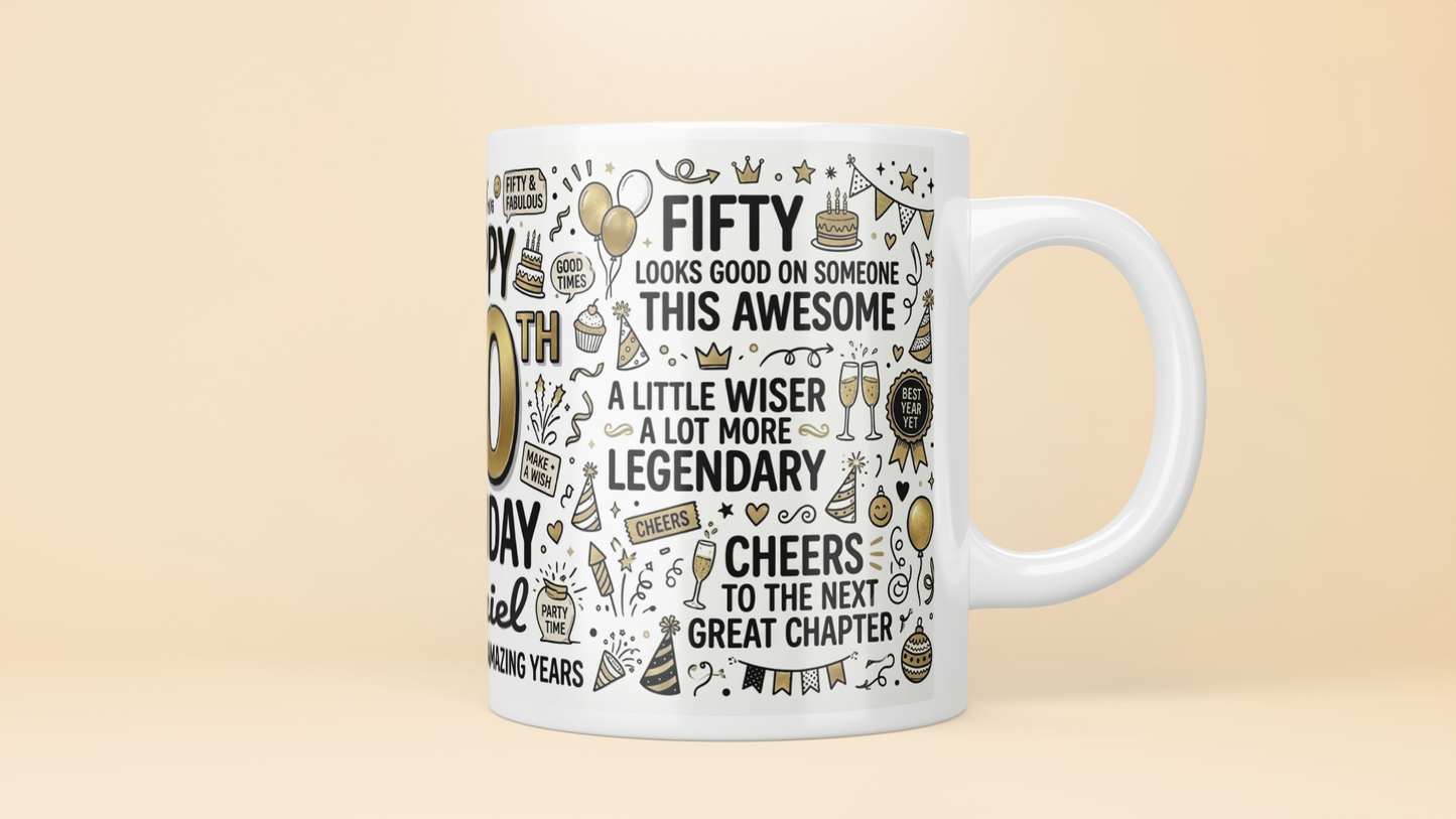 The "Fifty & Fabulous" 50th Birthday Milestone Mug