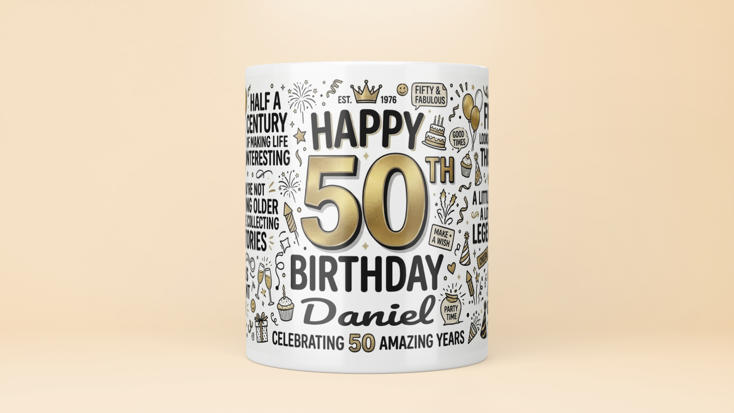 The "Fifty & Fabulous" 50th Birthday Milestone Mug