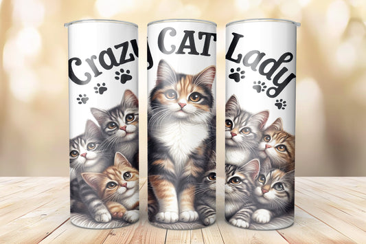 Personalised 'CRAZY CAT LADY' 20oz Tumbler with Metal Straw