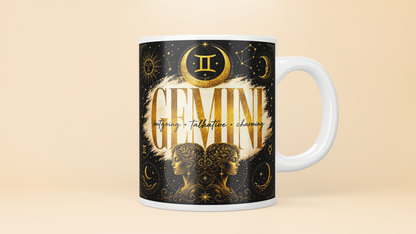 Celestial Zodiac Sign Mug | Black & Gold Astrology Coffee Cup - All 12 Star Signs