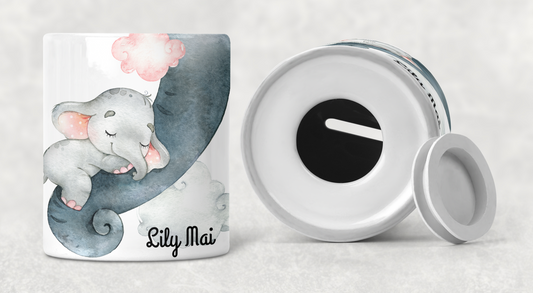 Personalized Watercolor Elephant Ceramic Money Box