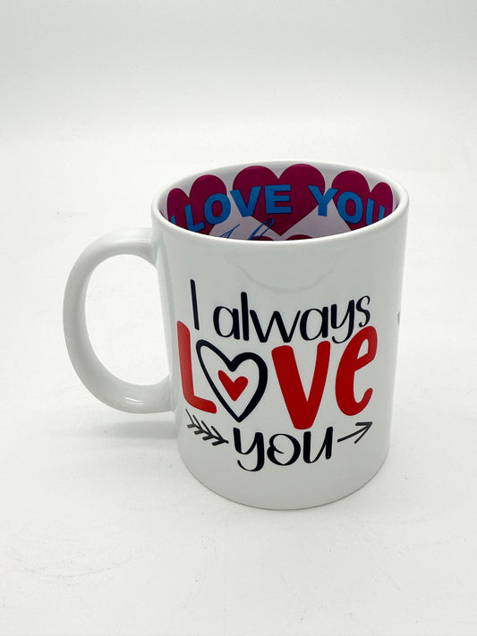 Valentine Ceramic Mug, (11oz - Super Cute 'i always love you', Gift for Her, Valentine's Day Mug, Coffee Cup