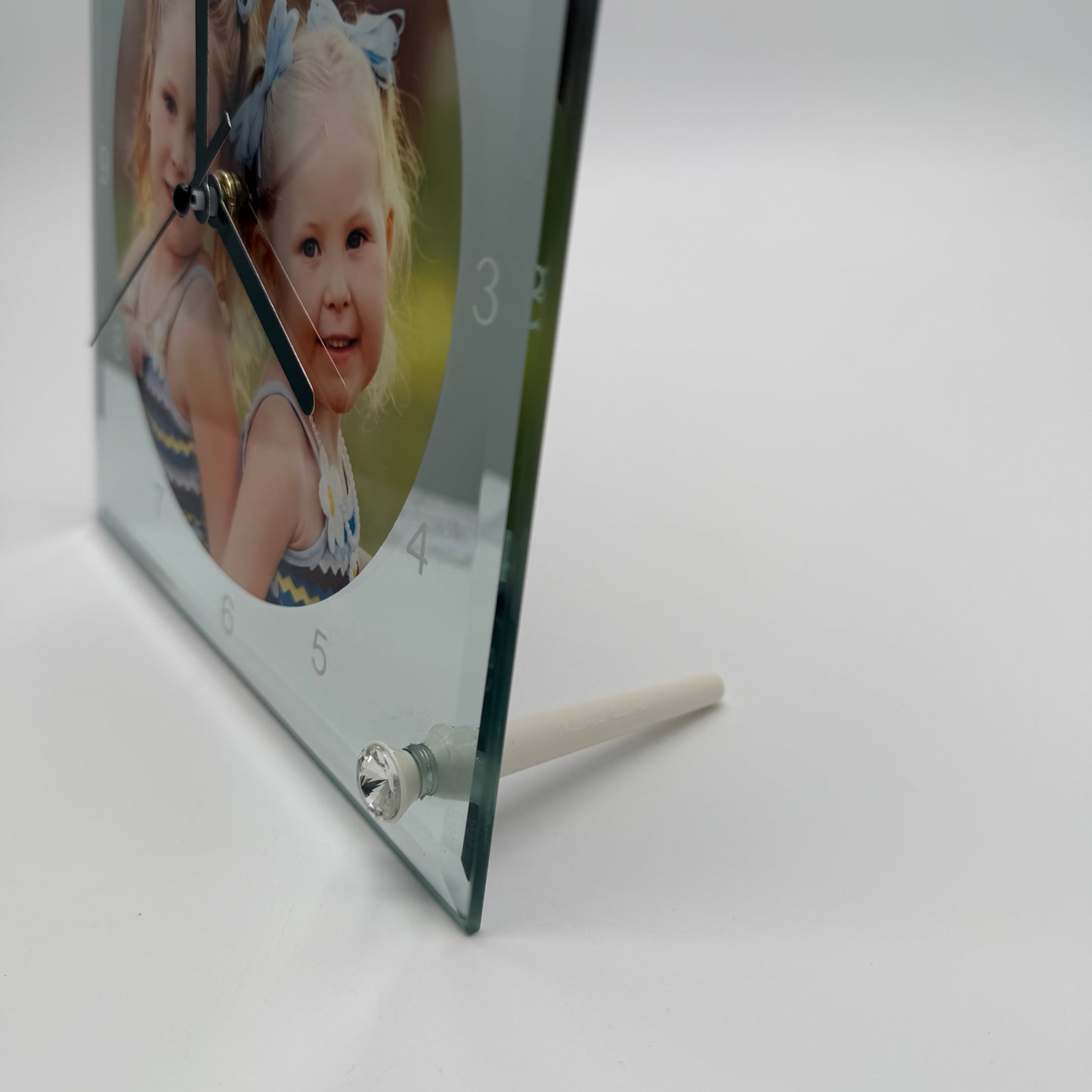 GLASS Desk Clock - Square With Numbers - 20cm