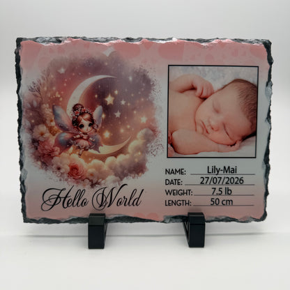 Personalised Birth Announcement Photo Slate – Boy or Girl
