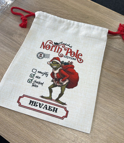 Drawstring / Xmas Sack - Linen Style - 30cm x 38.5cm