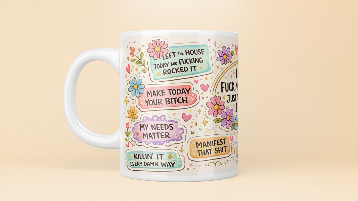 "I Am Fking Perfect" Floral Affirmation 11oz Mug