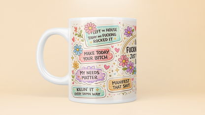 "I Am Fking Perfect" Floral Affirmation 11oz Mug
