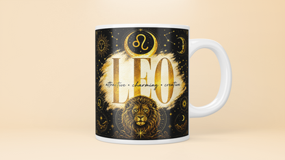 Celestial Zodiac Sign Mug | Black & Gold Astrology Coffee Cup - All 12 Star Signs