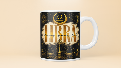 Celestial Zodiac Sign Mug | Black & Gold Astrology Coffee Cup - All 12 Star Signs