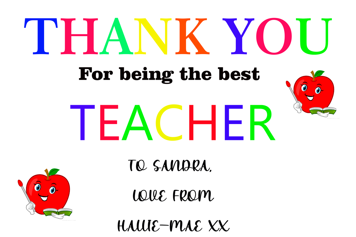 Cute Teddy Bear - Teacher Gift - End of Term