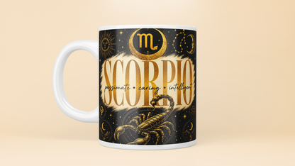 Celestial Zodiac Sign Mug | Black & Gold Astrology Coffee Cup - All 12 Star Signs
