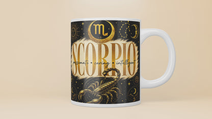 Celestial Zodiac Sign Mug | Black & Gold Astrology Coffee Cup - All 12 Star Signs