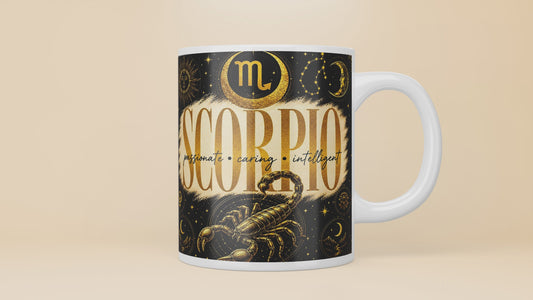 Celestial Zodiac Sign Mug | Black & Gold Astrology Coffee Cup - All 12 Star Signs