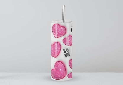 Personalised 'LOVE HEART' 20oz Tumbler with Metal Straw